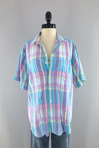 Vintage Pastel Madras Summer Shirt-ThisBlueBird