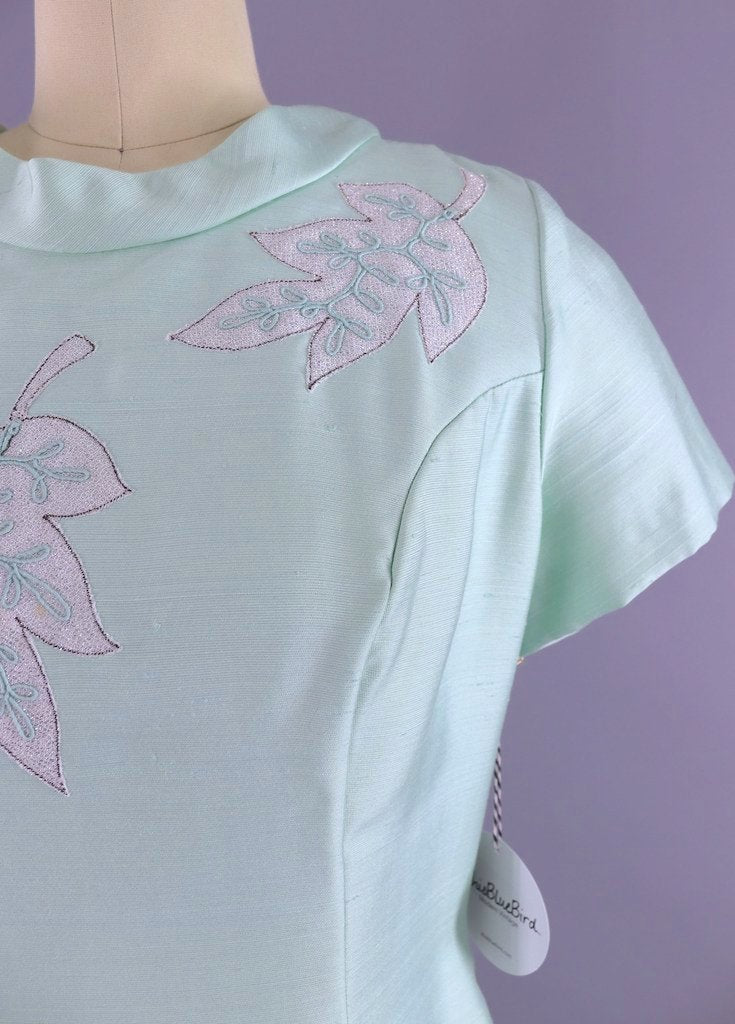 Vintage 1960s Day Dress / Pastel Mint Green-ThisBlueBird