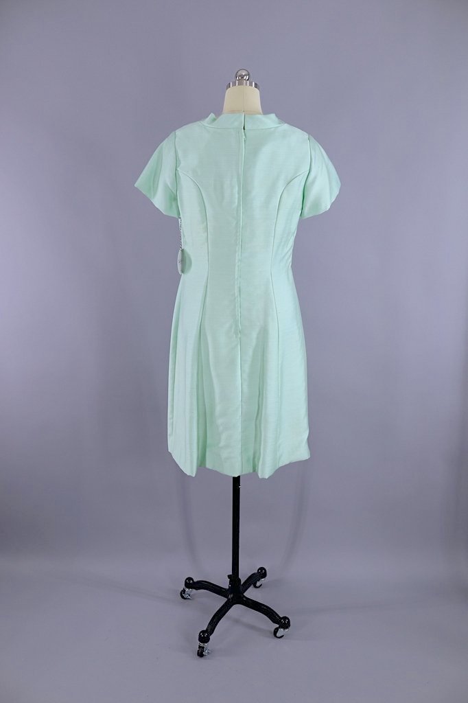 Vintage 1960s Day Dress / Pastel Mint Green-ThisBlueBird