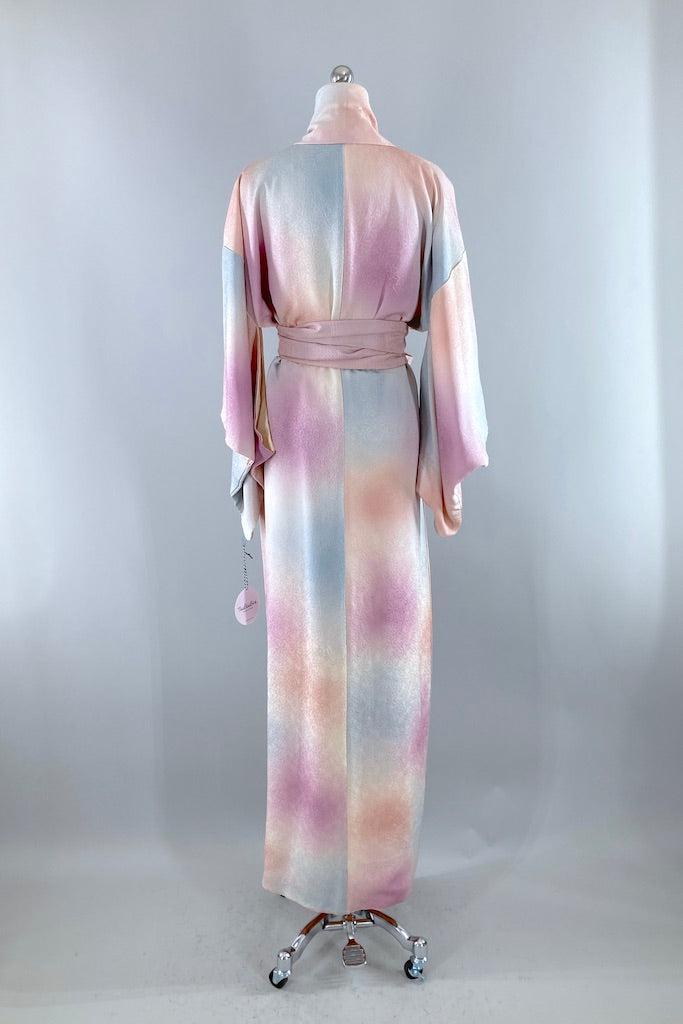 Vintage Pastel Ombre Silk Kimono Robe-ThisBlueBird