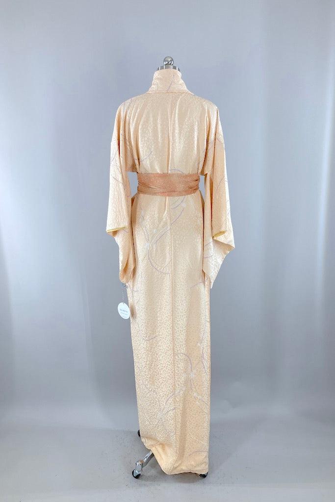 Vintage Pastel Peach Shibori Silk Kimono-ThisBlueBird
