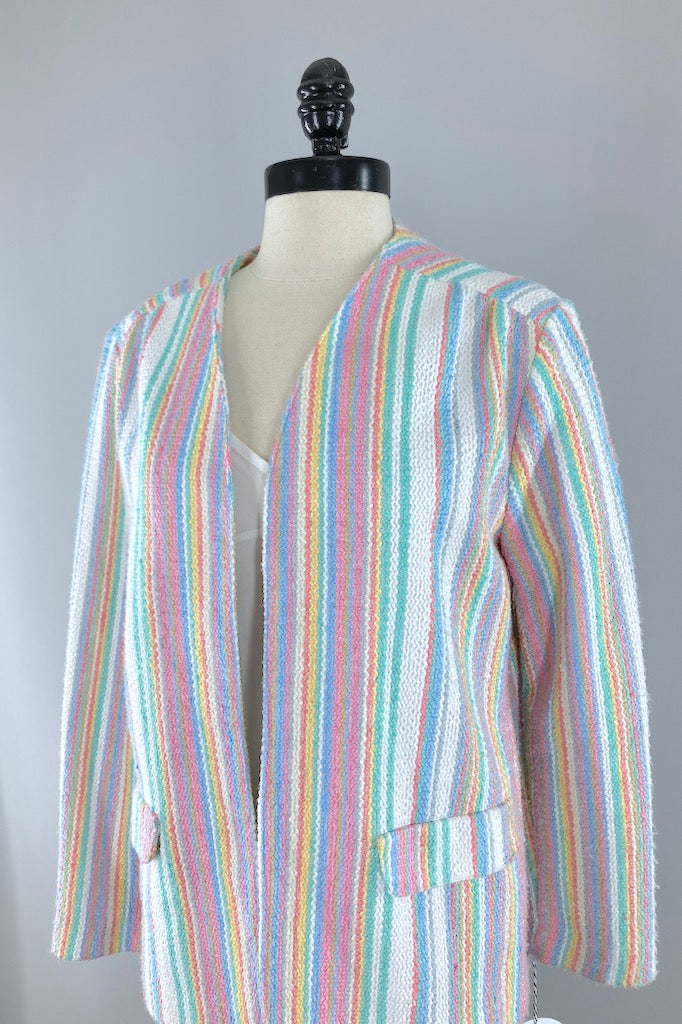 Vintage Pastel Stripe Spring Jacket-ThisBlueBird