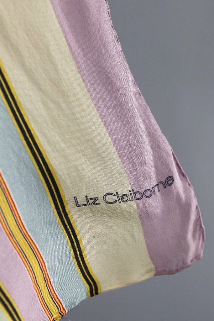 Vintage Pastel Stripes Silk Scarf-ThisBlueBird - Modern Vintage