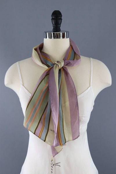 Vintage Pastel Stripes Silk Scarf-ThisBlueBird - Modern Vintage