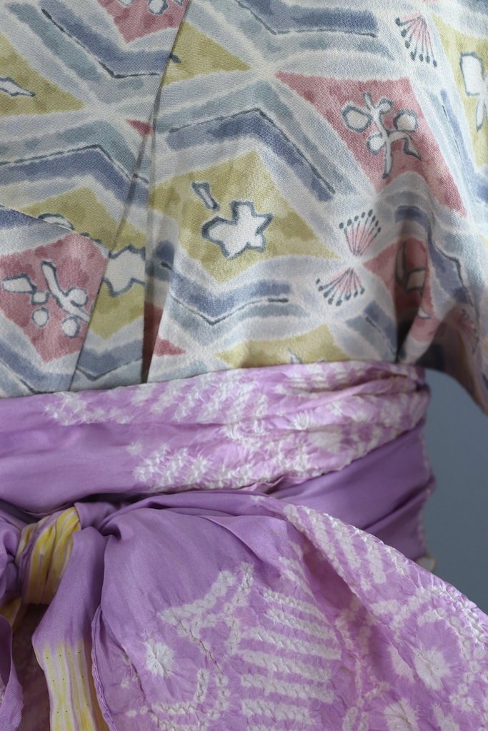 Vintage Pastel Watercolor Silk Kimono-ThisBlueBird - Modern Vintage