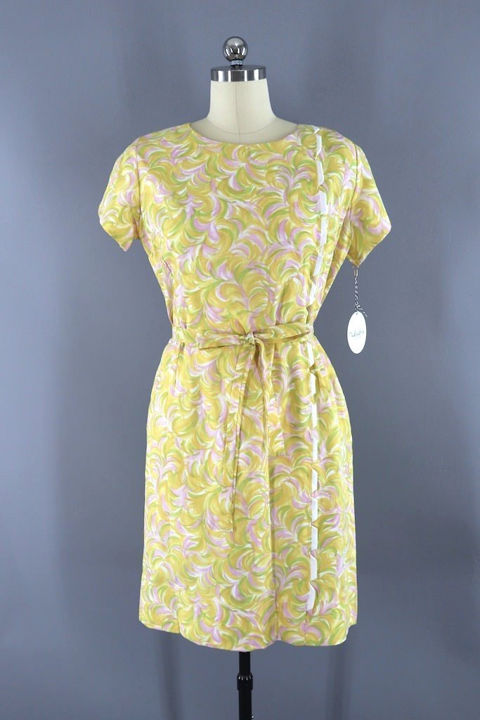 Vintage 1960s Pastel Yellow Day Dress-ThisBlueBird - Modern Vintage