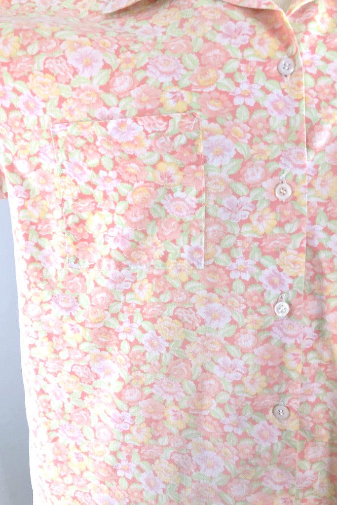 Vintage Peach Floral Print Blouse-ThisBlueBird