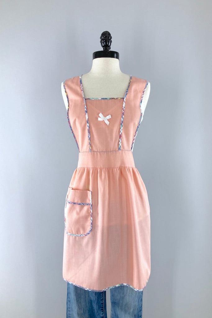 Vintage Peach Plaid Full Apron-ThisBlueBird