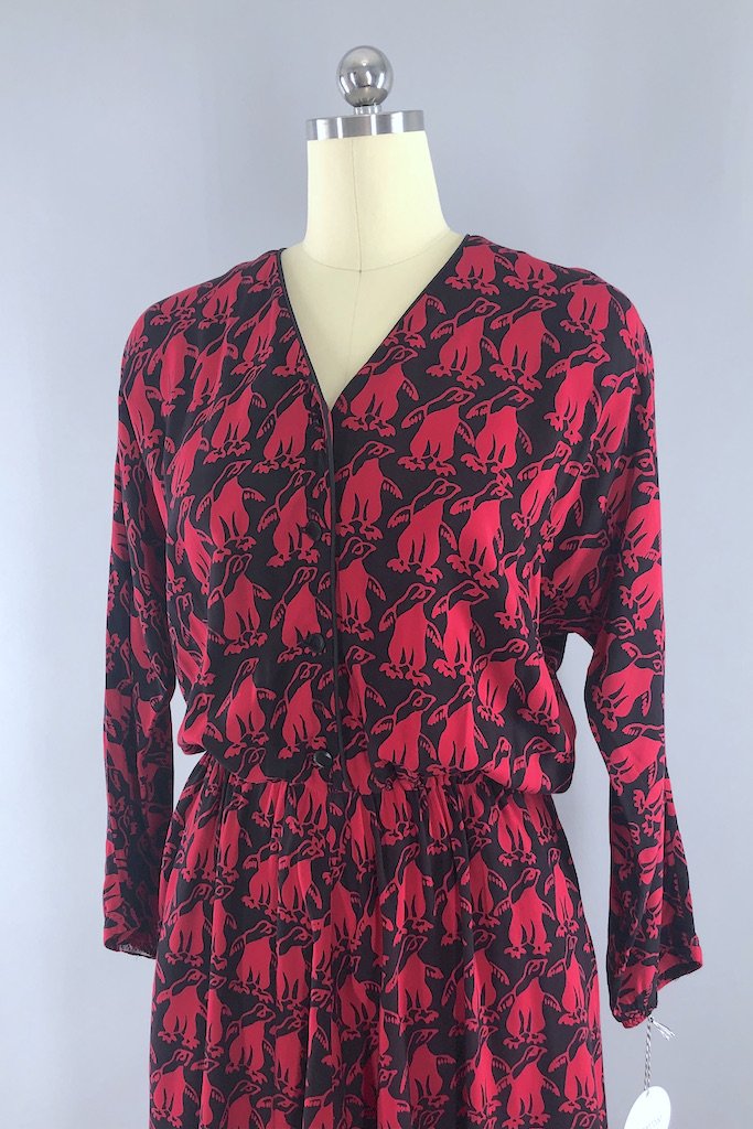 Vintage Penguin Print Dress-ThisBlueBird - Modern Vintage