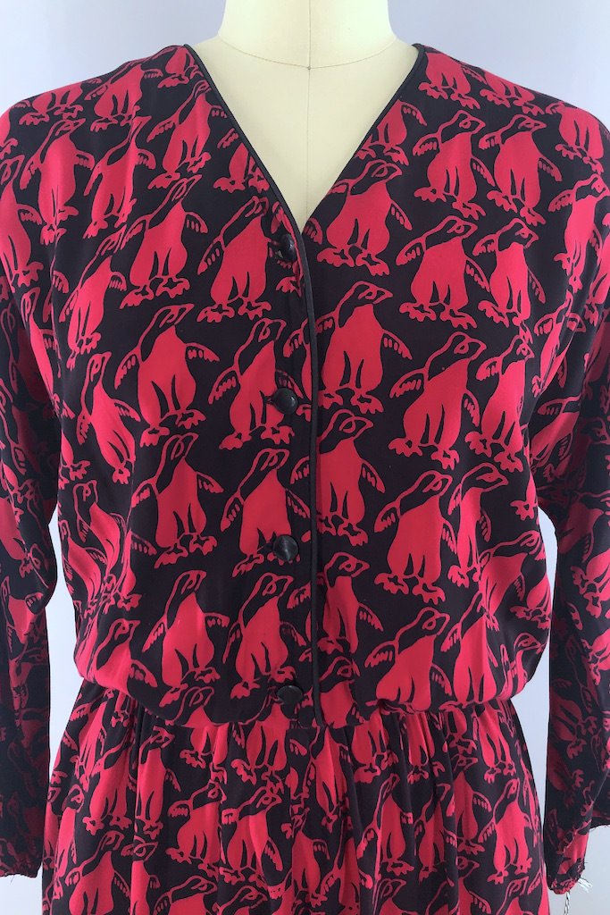 Vintage Penguin Print Dress-ThisBlueBird - Modern Vintage
