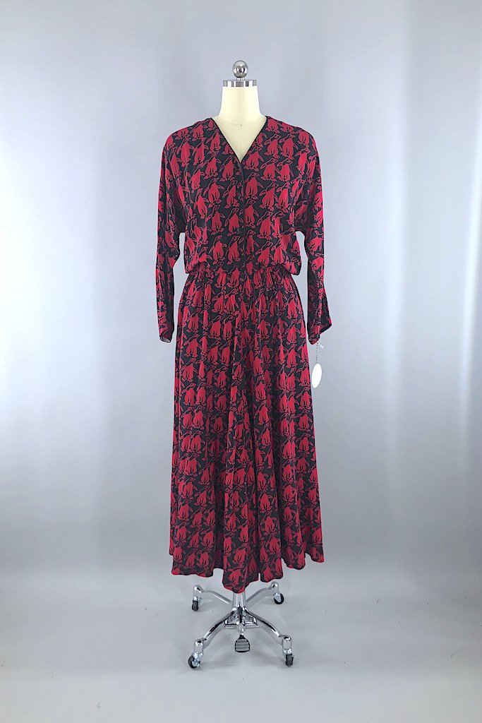 Vintage Penguin Print Dress-ThisBlueBird - Modern Vintage