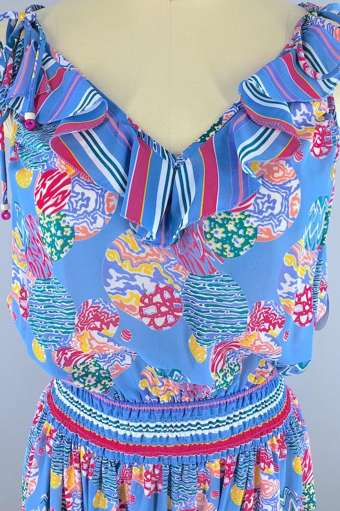 Vintage Periwinkle Blue Georgette Sundress-ThisBlueBird