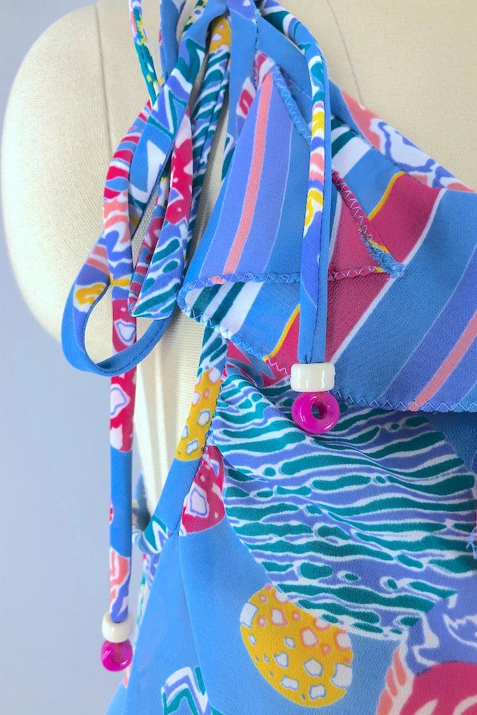 Vintage Periwinkle Blue Georgette Sundress-ThisBlueBird