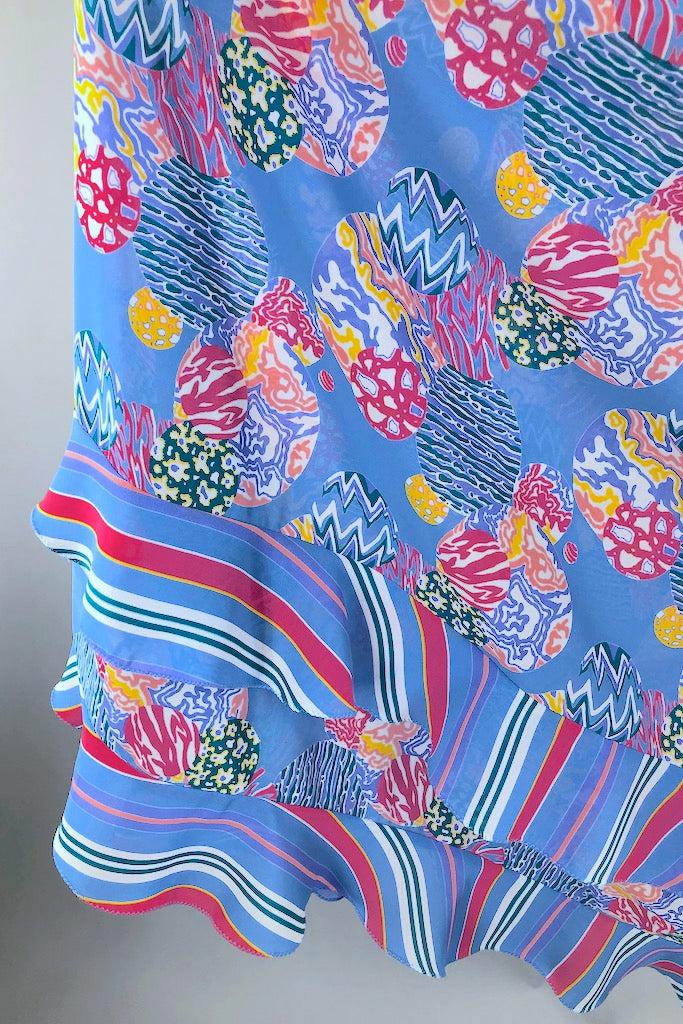 Vintage Periwinkle Blue Georgette Sundress-ThisBlueBird