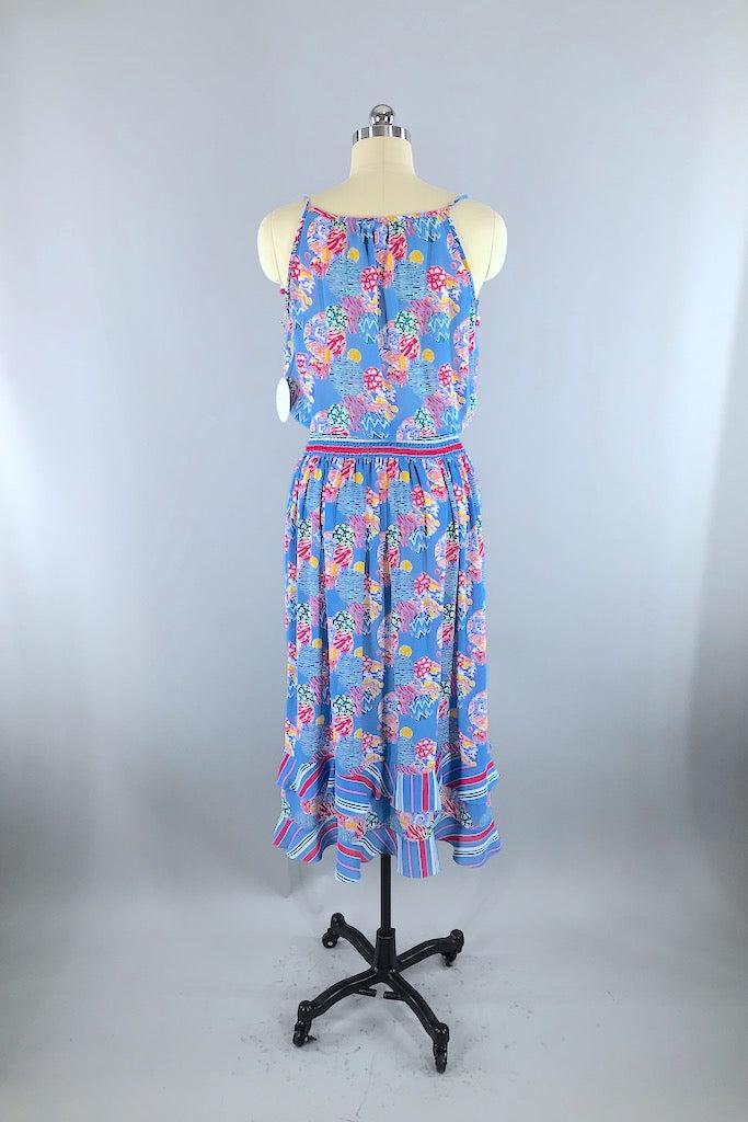 Vintage Periwinkle Blue Georgette Sundress-ThisBlueBird