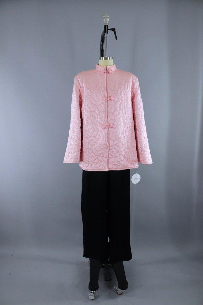 Vintage Pink Asian Pajamas Set / Jacket and Pants Set - ThisBlueBird