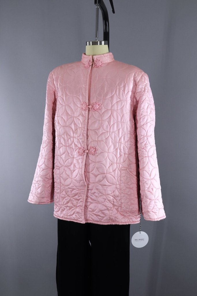 Vintage Pink Asian Pajamas Set / Jacket and Pants Set - ThisBlueBird