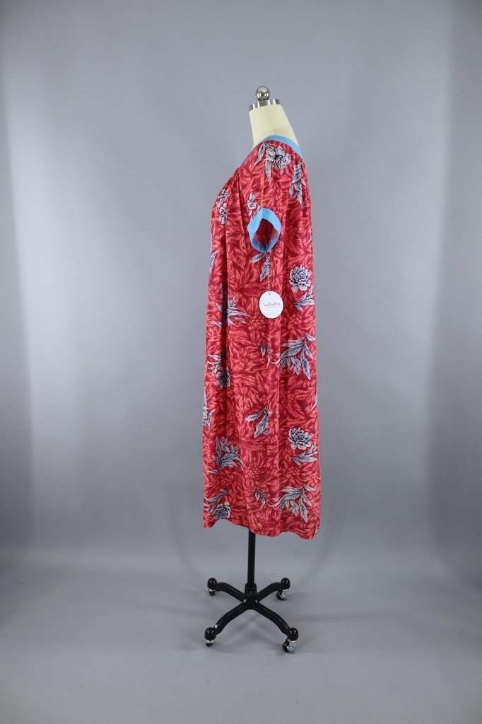 Vintage Pink & Blue Floral Hawaiian Caftan Dress – ThisBlueBird