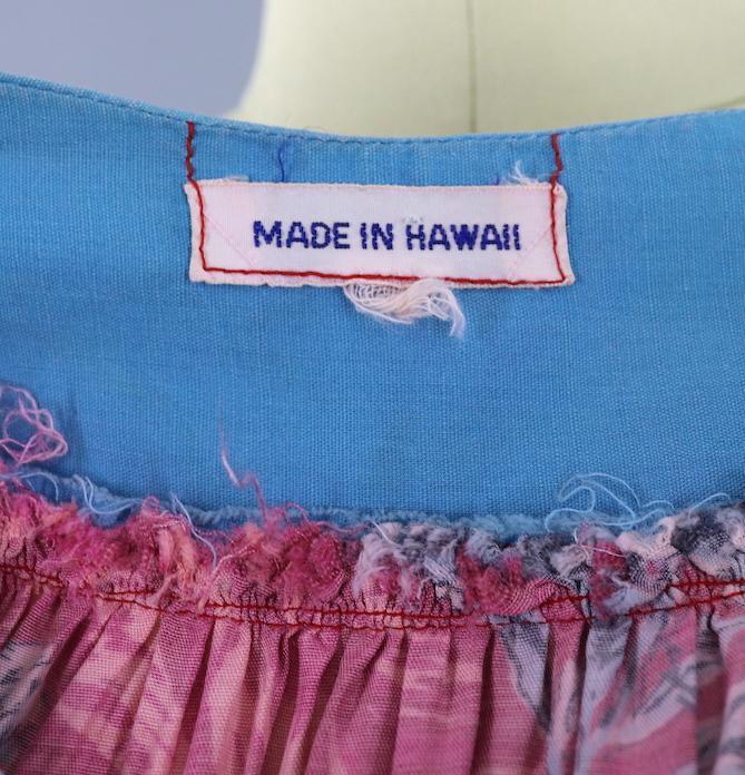 Vintage 1960s Hawaiian Caftan Dress / Pink &amp; Blue Floral - ThisBlueBird