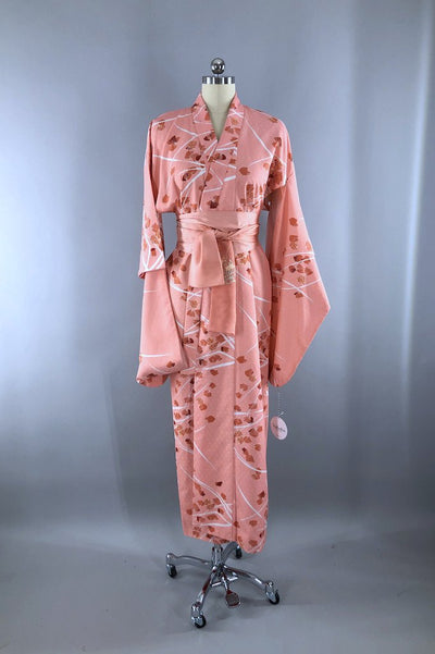 Vintage Pink Butterflies Kimono Robe-ThisBlueBird - Modern Vintage