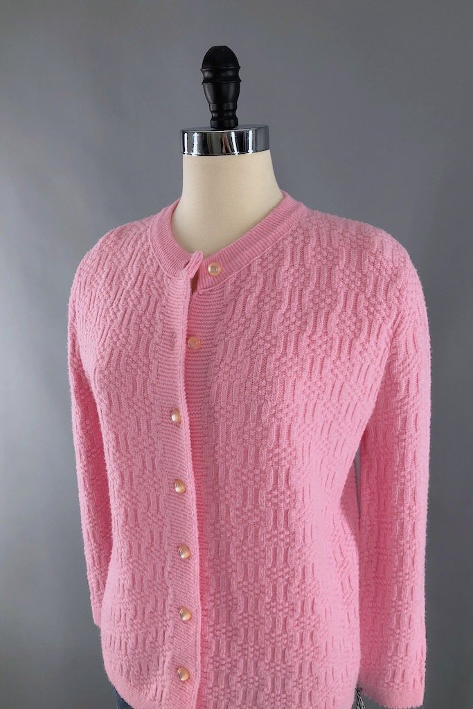 Vintage Pink Cardigan Sweater-ThisBlueBird