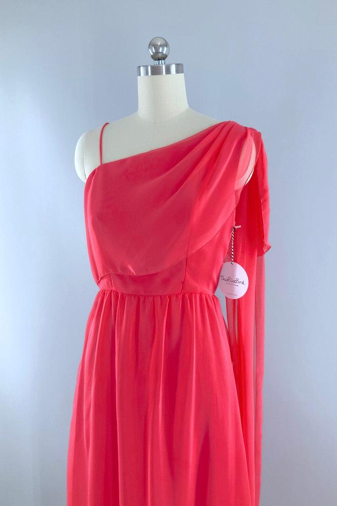 Vintage Pink Chiffon Evening Gown-ThisBlueBird