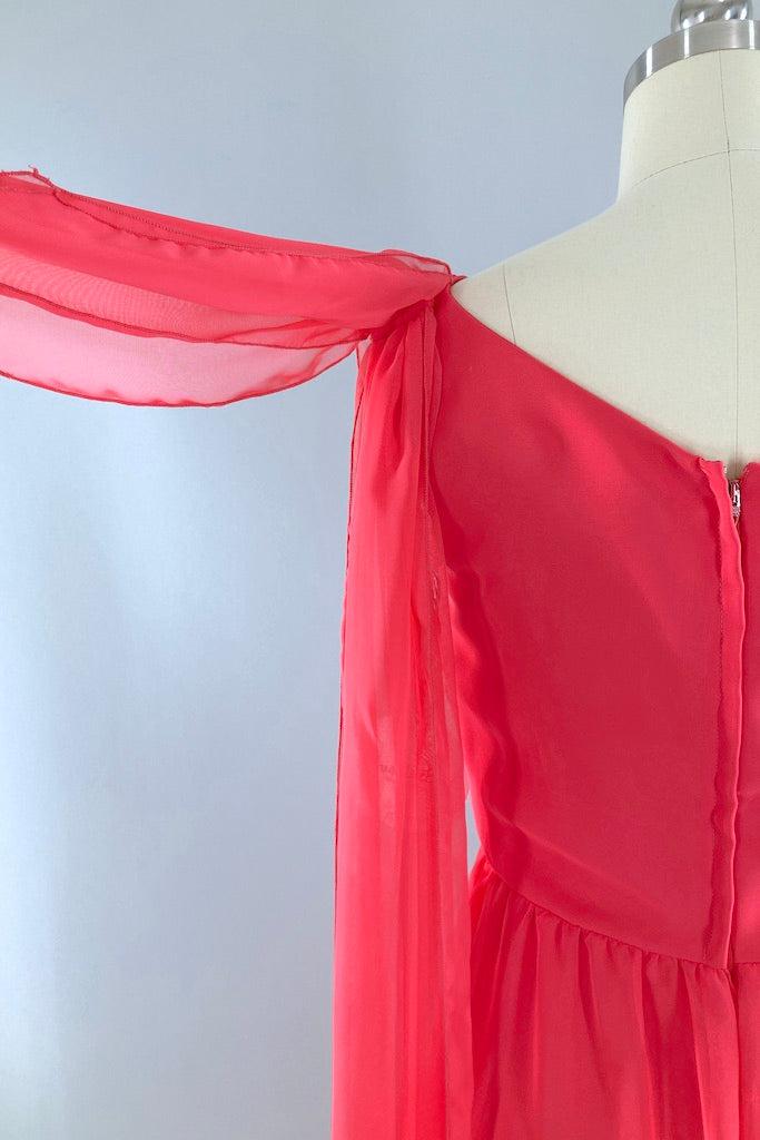 Vintage Pink Chiffon Evening Gown-ThisBlueBird
