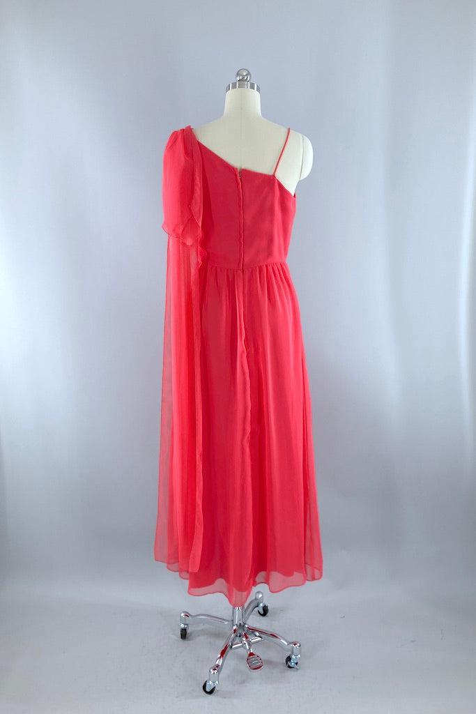 Vintage Pink Chiffon Evening Gown-ThisBlueBird