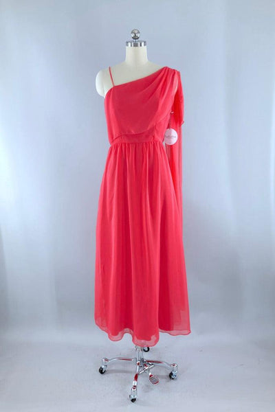 Vintage Pink Chiffon Evening Gown-ThisBlueBird