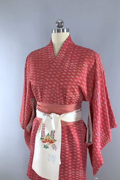 Vintage Pink Diamond Silk Kimono Robe-ThisBlueBird - Modern Vintage