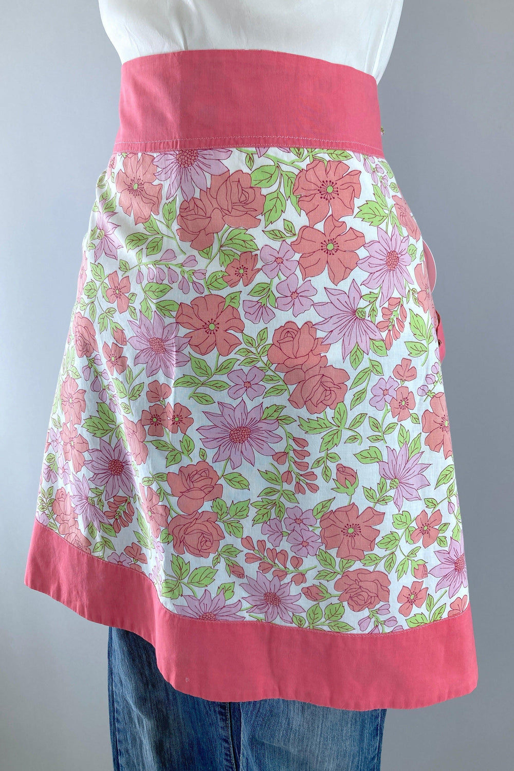 Vintage Pink Floral Half Apron-ThisBlueBird