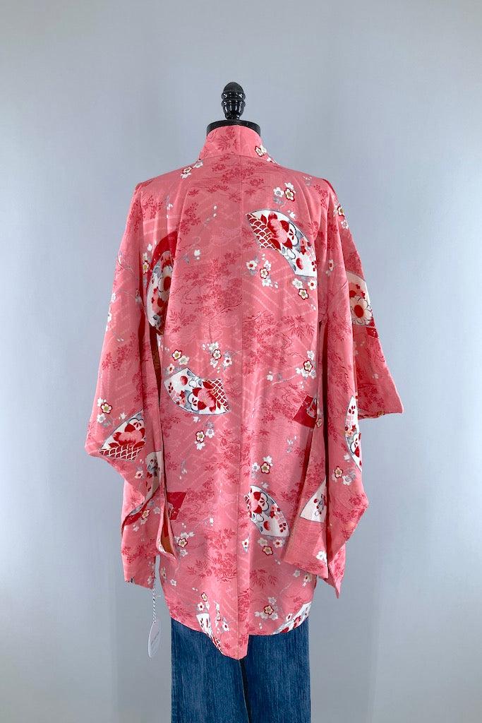 Vintage Pink Floral Kimono Cardigan-ThisBlueBird