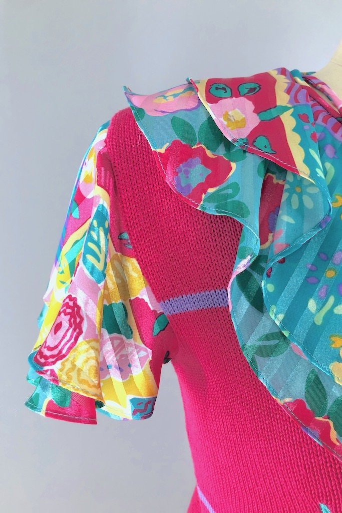 Vintage Pink Floral Sweater &amp; Skirt Set-ThisBlueBird - Modern Vintage
