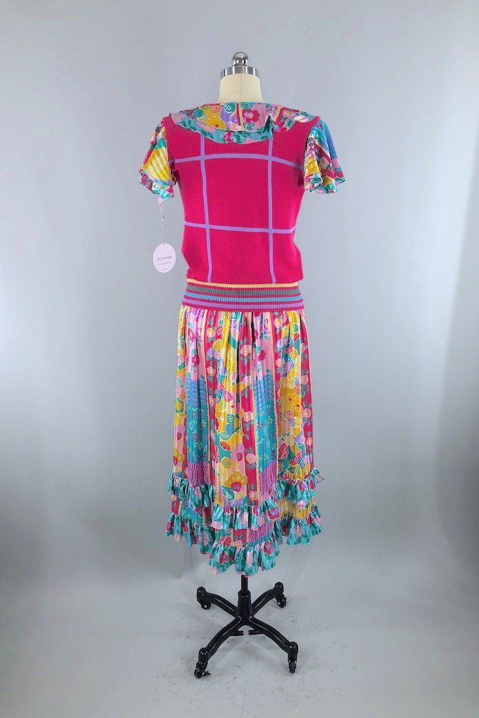 Vintage Pink Floral Sweater &amp; Skirt Set-ThisBlueBird - Modern Vintage