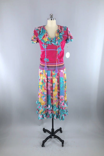 Vintage Pink Floral Sweater & Skirt Set-ThisBlueBird - Modern Vintage