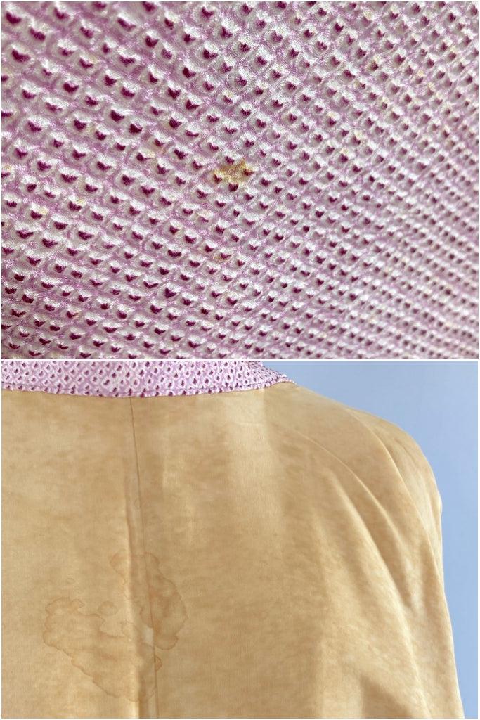 Vintage Pink Full Shibori Silk Kimono Robe-ThisBlueBird