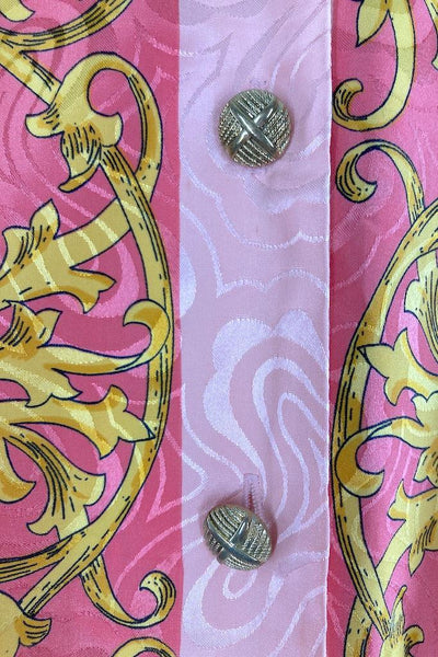 Vintage Pink & Gold Scarf Print Blouse-ThisBlueBird