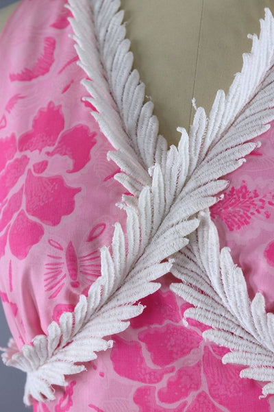 Vintage Pink Hawaiian Print Maxi Dress - ThisBlueBird