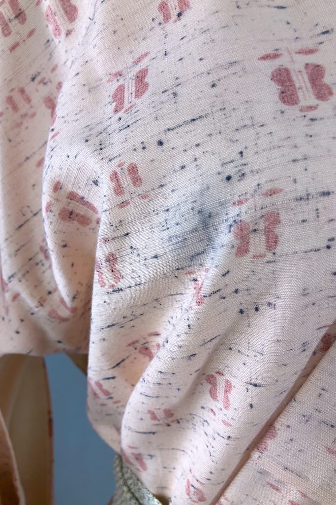 Vintage Pink Ikat Raw Silk Kimono Robe-ThisBlueBird