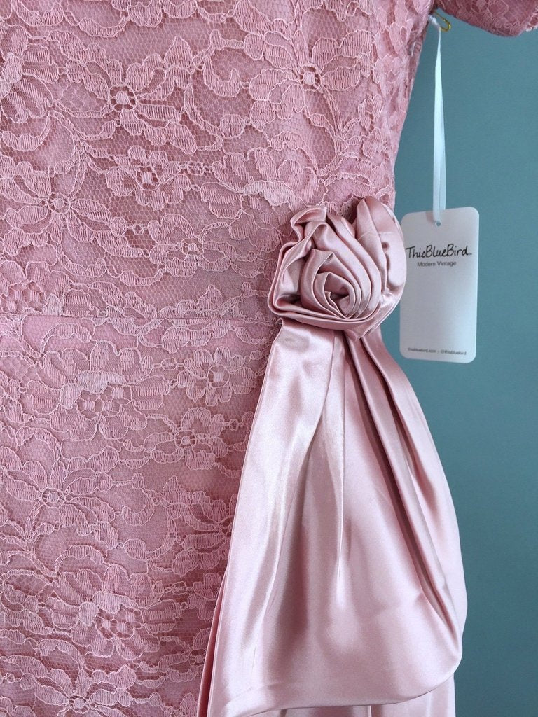 1950s Vintage Pink Lace Cocktail Dress - ThisBlueBird