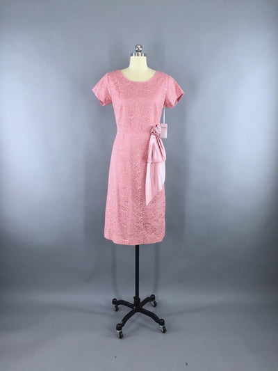1950s Vintage Pink Lace Cocktail Dress - ThisBlueBird