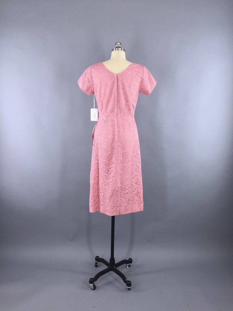 1950s Vintage Pink Lace Cocktail Dress - ThisBlueBird