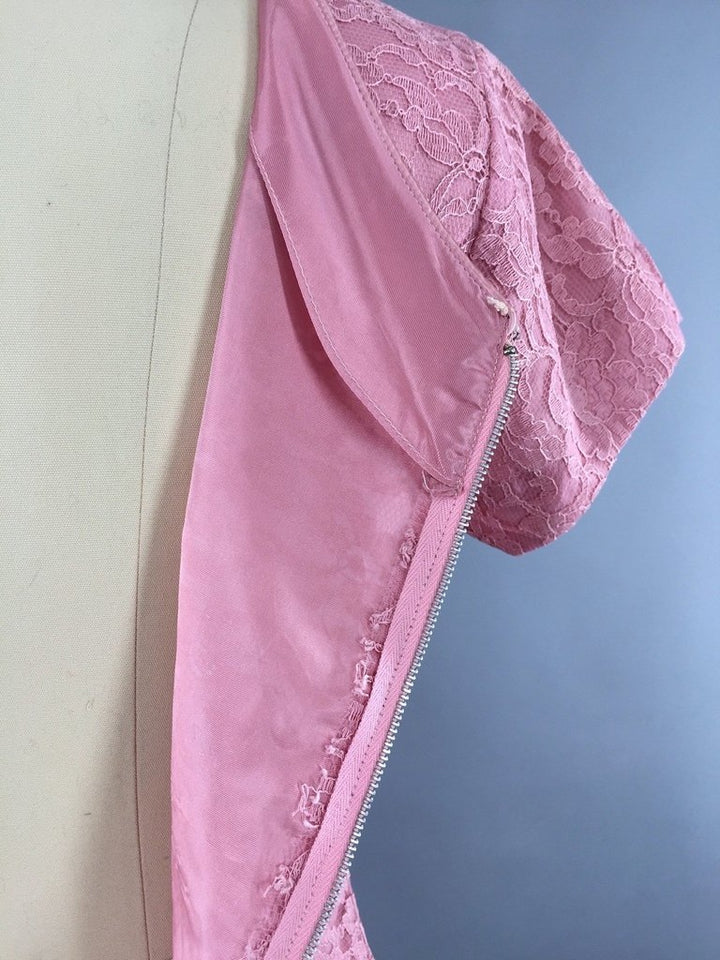1950s Vintage Pink Lace Cocktail Dress - ThisBlueBird
