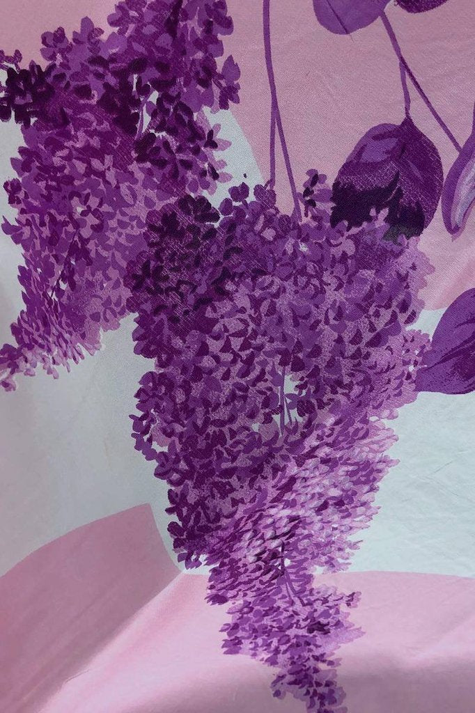 Vintage 1960s Pink Lilacs Floral Print Scarf-ThisBlueBird - Modern Vintage
