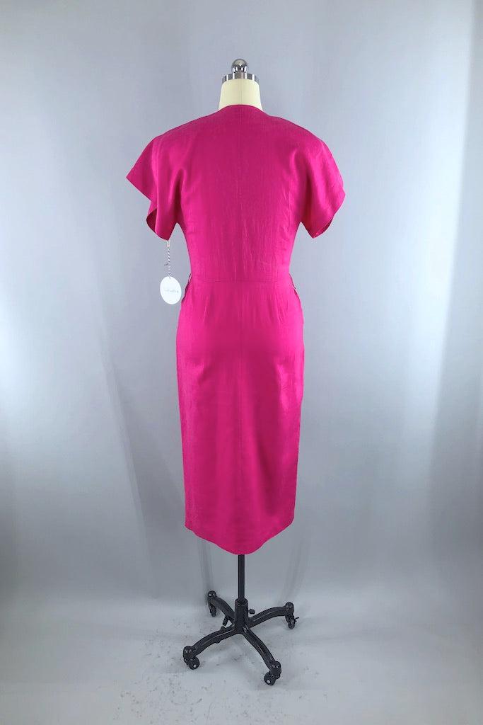 Vintage Pink Linen Day Dress-ThisBlueBird