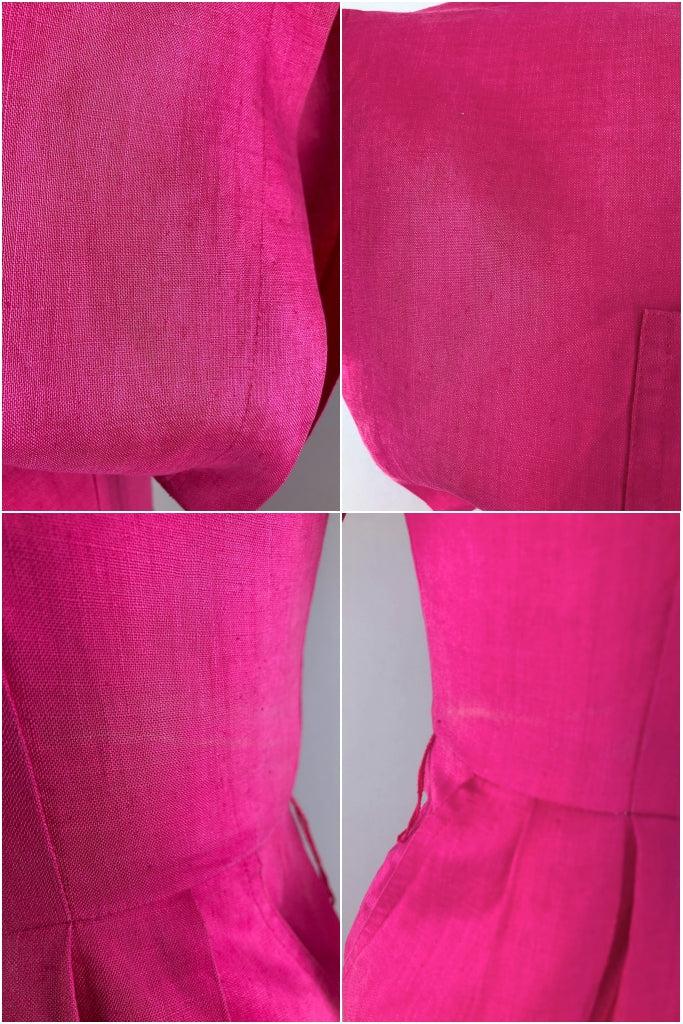 Vintage Pink Linen Day Dress-ThisBlueBird