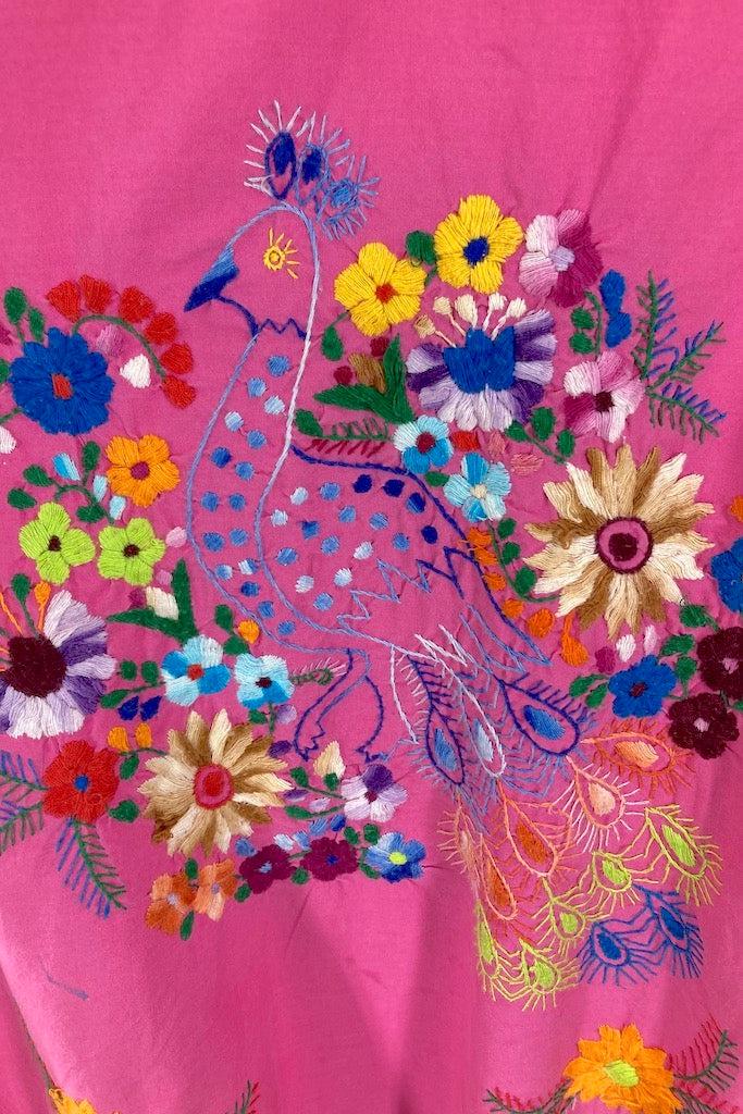 Vintage Pink Mexican Embroidered Dress-ThisBlueBird
