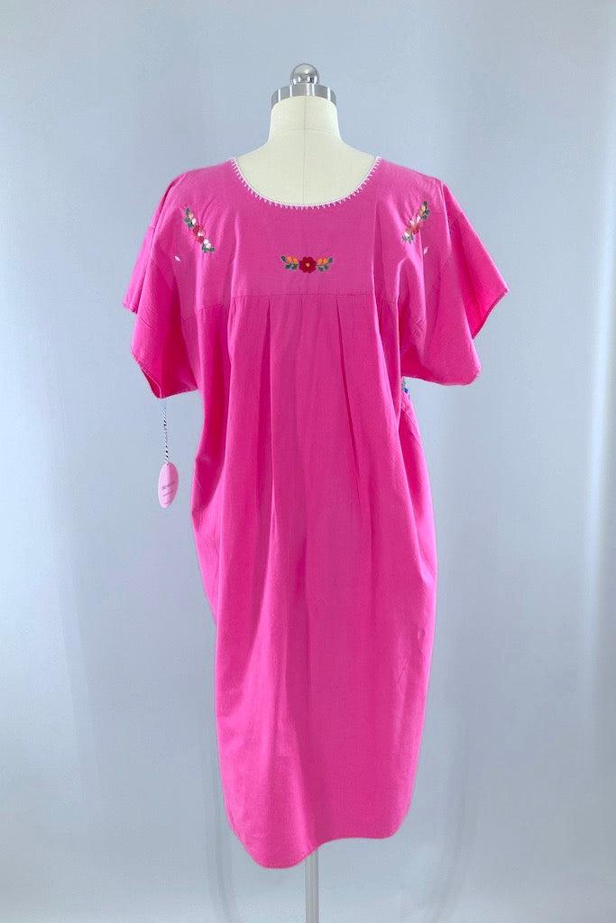 Vintage Pink Mexican Embroidered Dress-ThisBlueBird