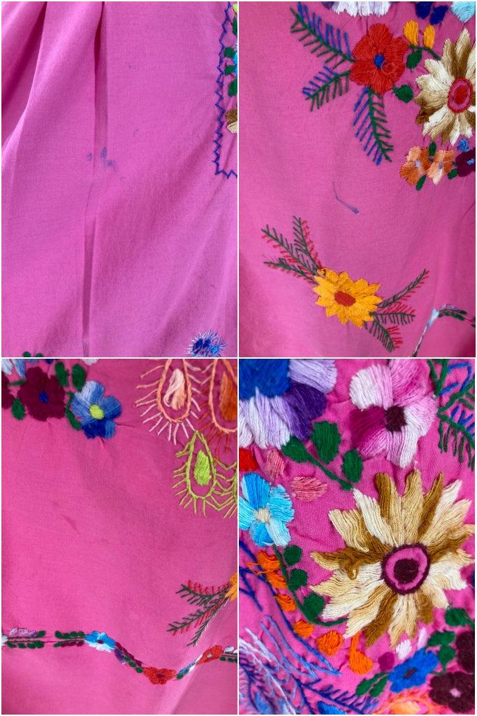 Vintage Pink Mexican Embroidered Dress-ThisBlueBird