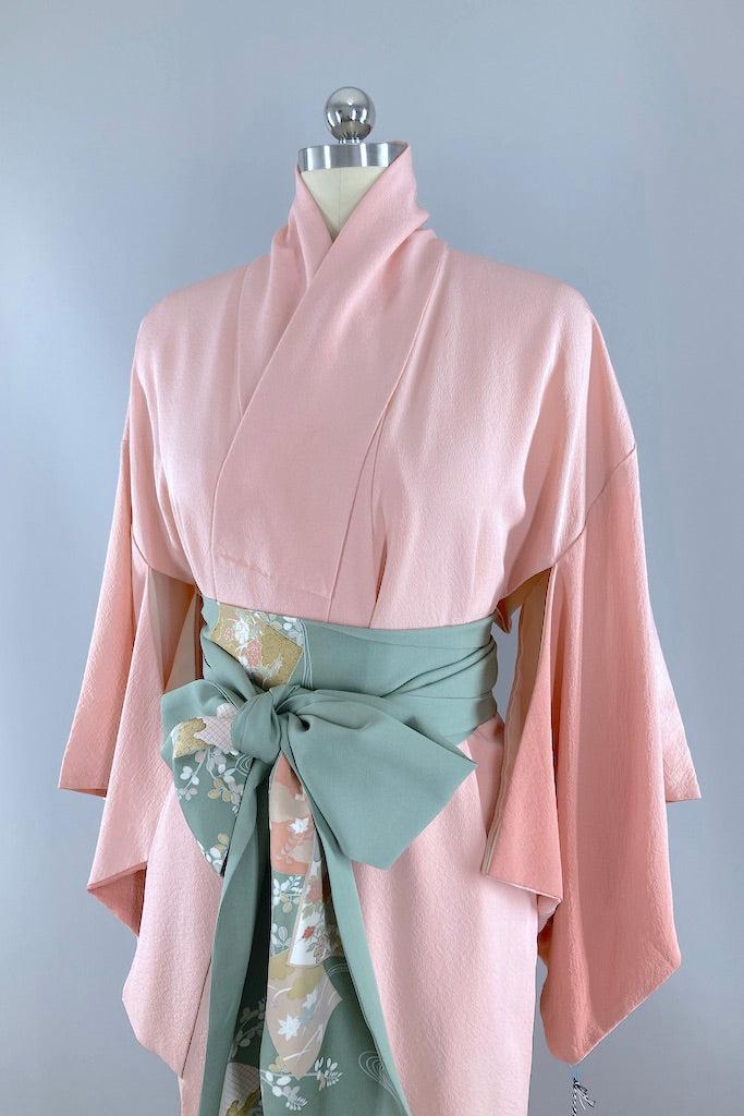Vintage Pink Ombre Silk Crepe Kimono-ThisBlueBird